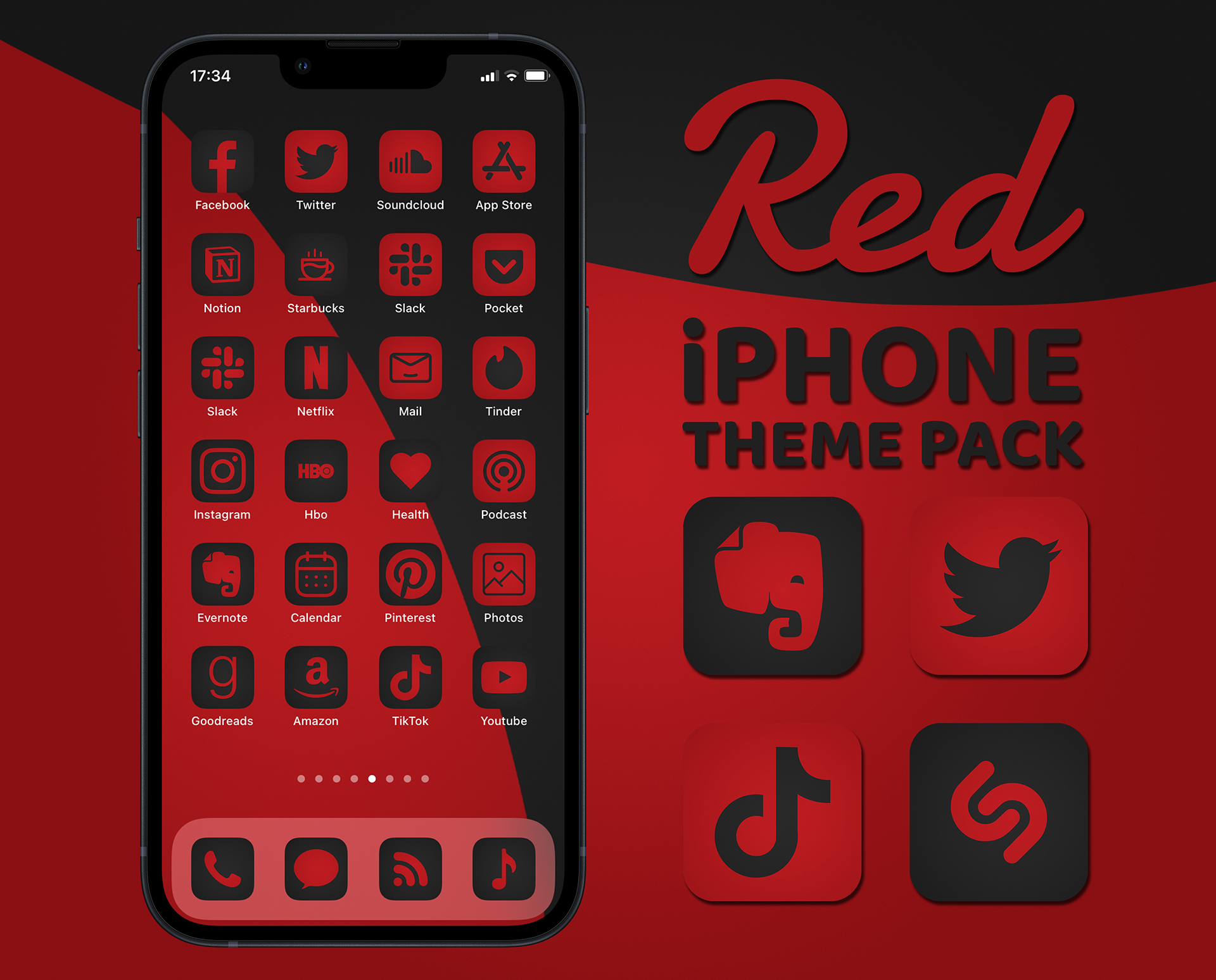 red and black app icons