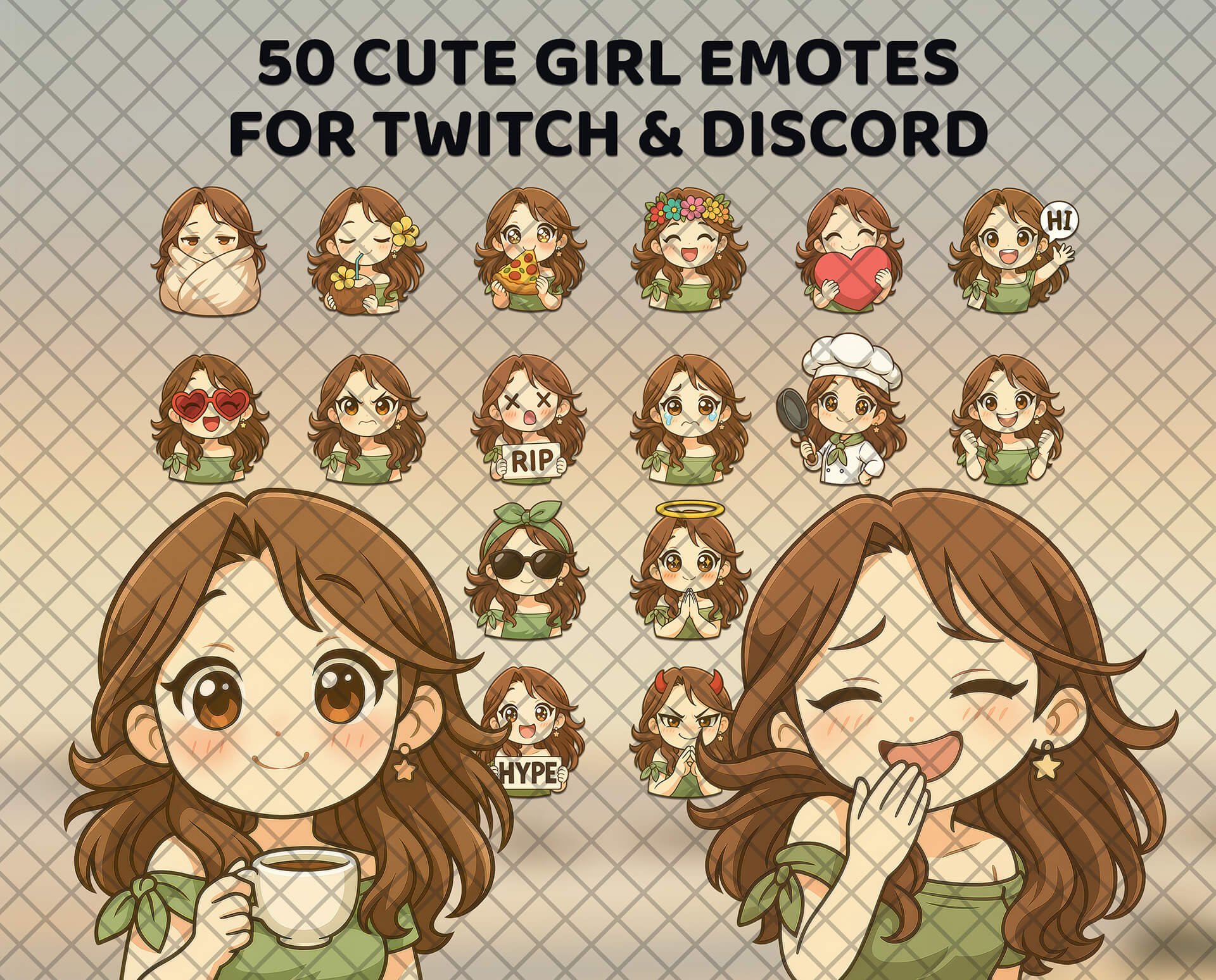Brown Hair Girl Twitch Emotes
