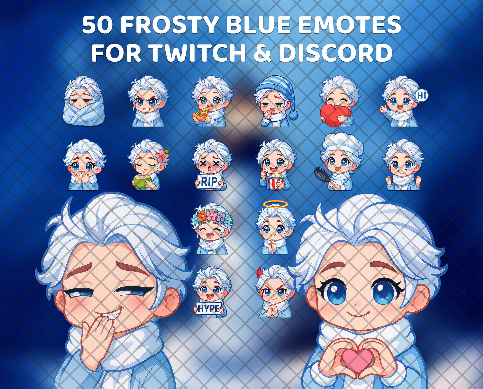 Frosty Blue Chibi Emotes