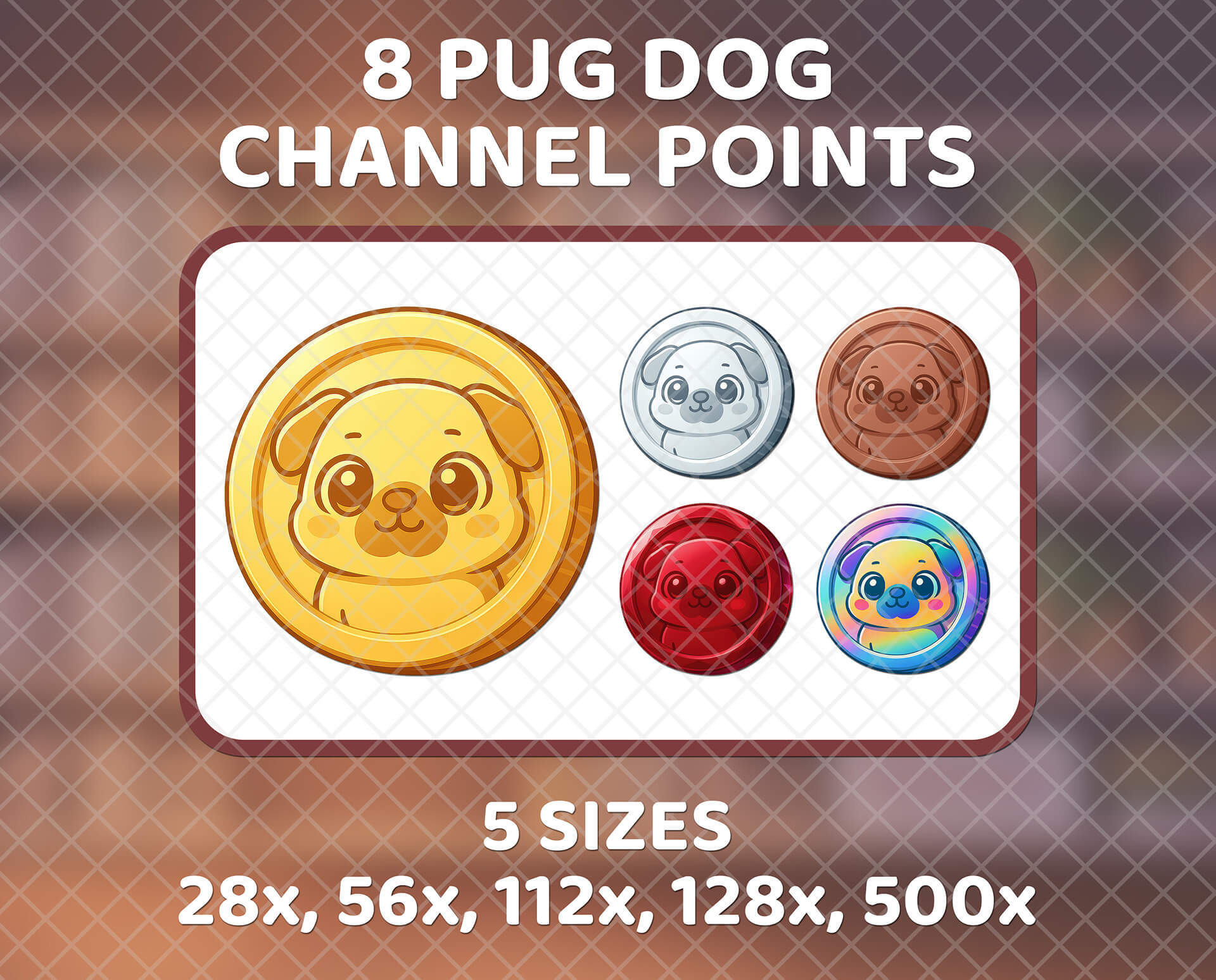 8 Pug Dog Channel Points For Twitch and Kick Streamers - Pinicon Studio
