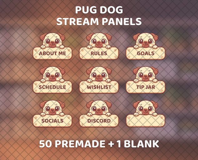 Pug Dog Twitch Stream Panels