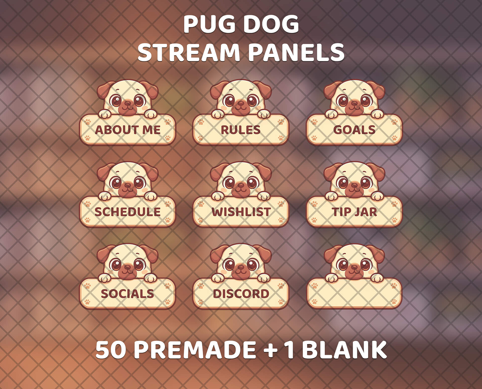 Pug Dog Twitch Stream Panels